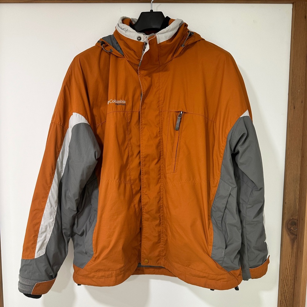 Columbia Vertex Interchange 3-in-1 Ski Jacket Men XL Orange Gray Hooded